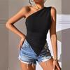 Women's Slim Irregular Slant Shoulder Sexy Strapless Vest T-Shirt
