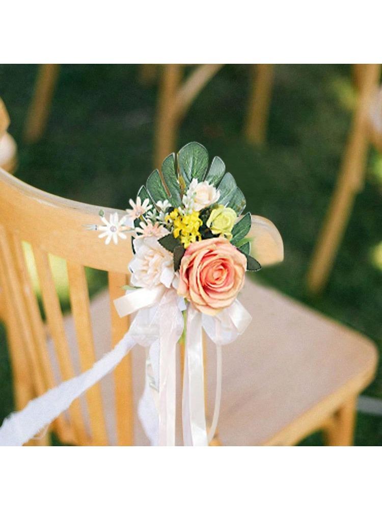 1 шт. Украшения для свадебного прохода для свадебной церемонии Цветы для украшения церковных стульев Декор для вечеринки с искусственными цветами эвкалипта и лентами
