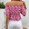 Женские модные повседневные летние весенние блузки и рубашки с цветочным узором и принтом на одно плечо с коротким рукавом