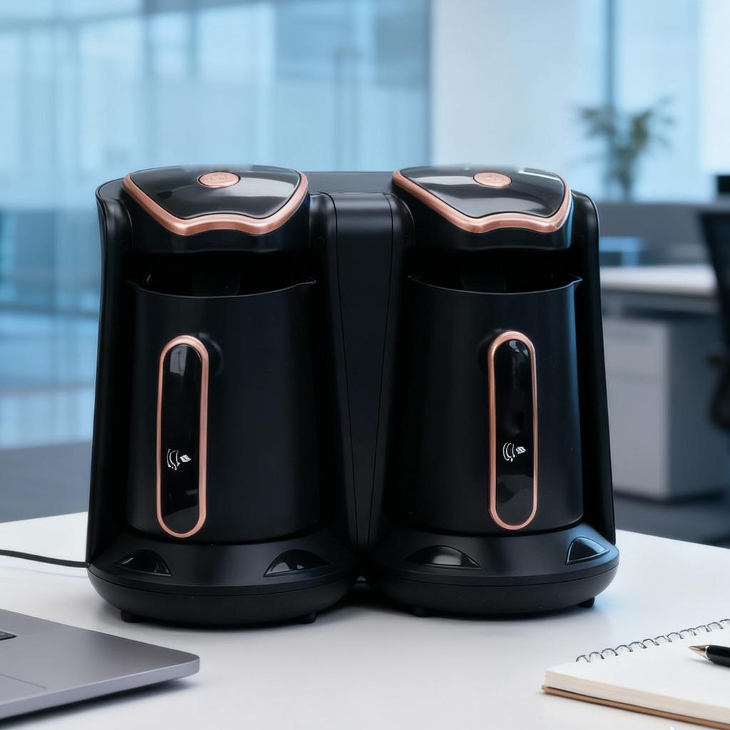 Turkish Coffee Maker 1200W Dual Compartment Electric Turkish Coffee Machine with 2 Cups for Hot Beverage Brewing