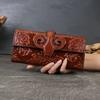 Genuine Leather Wallet, Horizontal Wallet, Multi-slot, Retro Bag, Embossed Wallet, Chinese-style Clutch