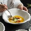 Rock Particle Sharp Corner Bowl White Ceramic Soup Bowl Noodle Bowl Characteristic Hotel Restaurant Tableware Salad Bowl.
