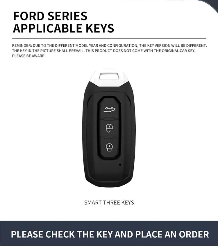 Car Sticker 2026 Ford Zinc Alloy Leather Car Remote Key Case Cover Holder 3 Buttons Key Shell For Ford Territory EV With Logo Ke