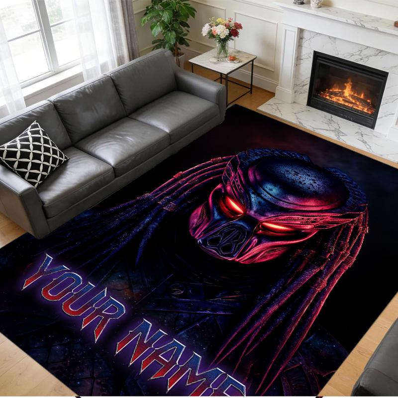 Crystal Velvet Rug Custom Name Text, Soft Non Slip Floor Mat Home DecorPredator