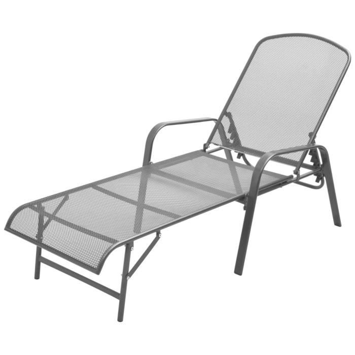Chaises longues - vidaXL - 2 pcs - Acier - Dossier inclinable 5 positions - Anthracite
