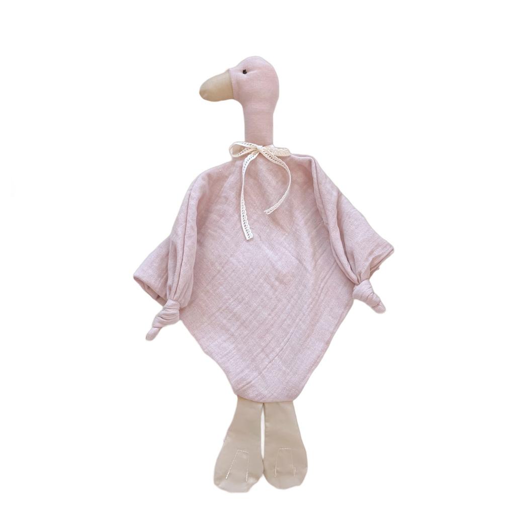 Handmade muslin goose cuddly toy (powder pink)