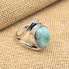 Кольцо ручной работы из стерлингового серебра 925 пробы с драгоценным камнем Ларимар для женщин