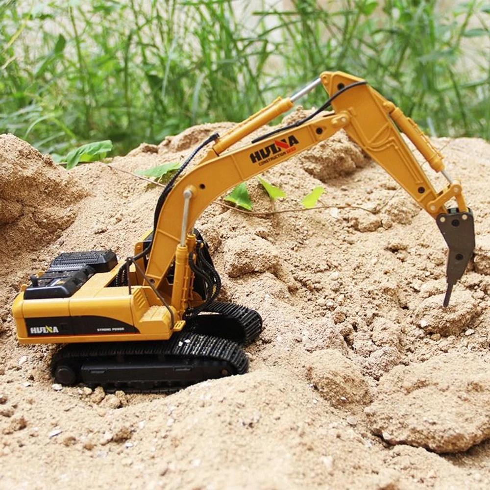 non-toxic HUINA 1910 1/40 Large Metal Alloy Excavator Truck Car Model Toy 3 IN 1 Construction Cars Engineering Vehicle Gifts for Kids children
