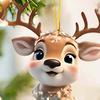2D Плоский Олень Автомобильный Шарм для Зеркала Заднего Вида Акриловый Мультяшный Лось Подвеска на Рождественскую Елку