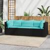 VidaXL Garden Lounge Set 3 Pcs with Cushions Black Wicker, Outdoor Lounge Set, Furniture Set 319798