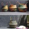 Flower Pot Storage Basket Straw Folding Wicker Handle Garden Planter Laundry Bag