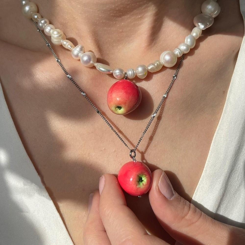 Colorful Beaded Fruit Necklace Bohemian Fruit Charms Necklaces Fashion 3D Fruit Choker Jewelry