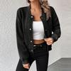 Women's Casual Long Sleeve Baseball Collar Button Front Bomber Jackets Outwear Coats
