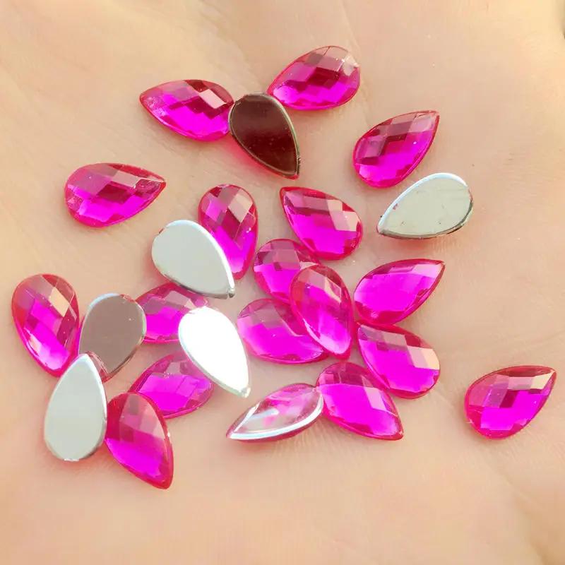 80 шт. 6*10 мм стразы с плоской задней частью, акриловые драгоценные камни, хрустальные камни, не швейные бусины для одежды своими руками-HB00