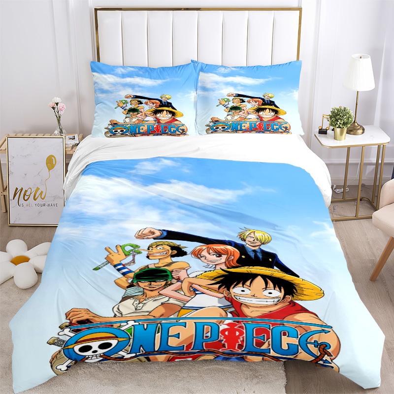 One Piece Bedding 3 Piece Set HD Print Duvet Cover Pillowcases for Teens Adult Bedroom Decoration Christmas Gift C3116