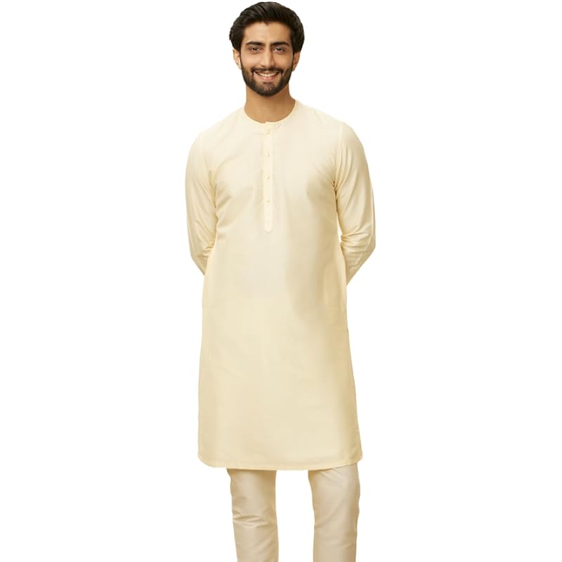 Мужская хлопковая курточка Manyavar (MK50102-303-M_Кремовый_38)