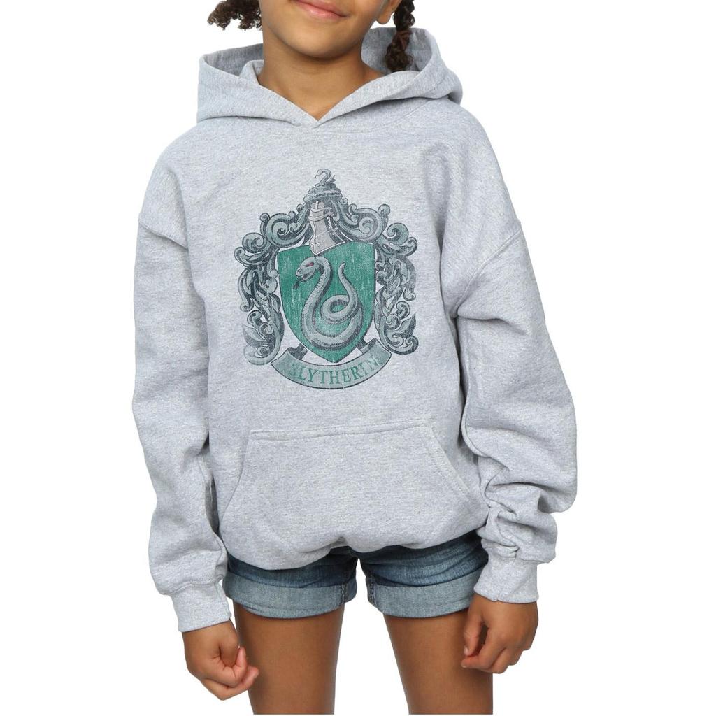 Harry Potter Girls Slytherin Distressed Crest Hoodie