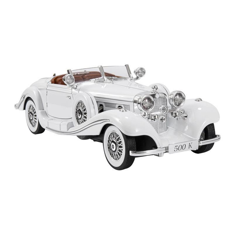Масштаб 1/18 1936 Benzs 500K Alloy Classic Car Model Diecast Metal Retro Vehicles Car Model Simulation Sound and Light Children Toy Toy Gift
