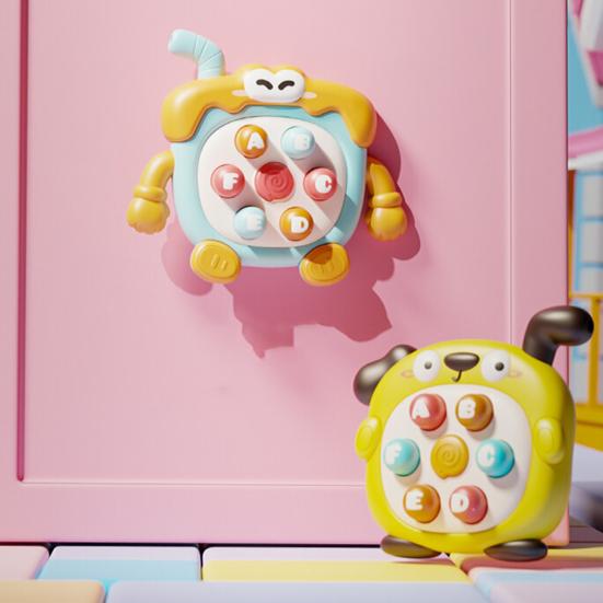 2-In-1 Mole Beating Whistle Toy Cartoon Dog Milk Tea Cup Push Button Handheld Game Machine Portable Travel Toddlers Educational Press Button Toy