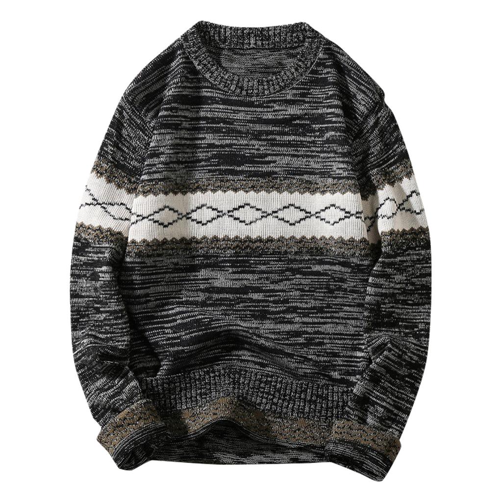 Модный повседневный мужской свитер с длинным рукавом и круглым вырезом, свободный пуловер