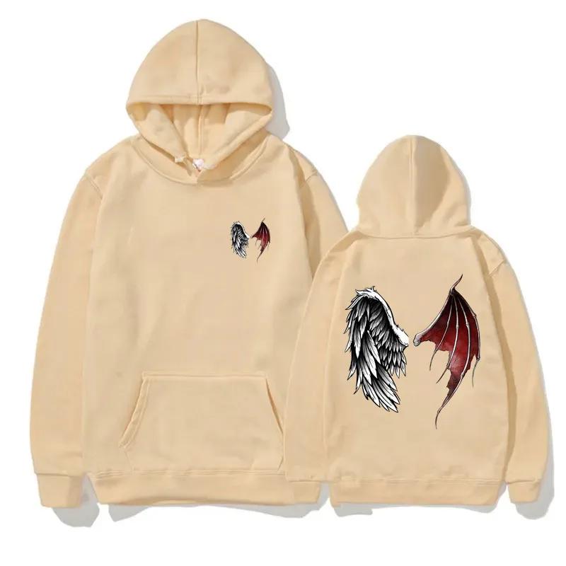 Толстовка с капюшоном Lucifer Wings Devil Angel Wings Heaven and Hell, идея подарка для женщин, флисовый свитер с капюшоном, спортивная толстовка
