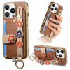Card Holder Ring Wrist Strap Leather Phone Case for iPhone 16 15 14 13 12 11 Pro Max Plus Protective Shockproof Cover