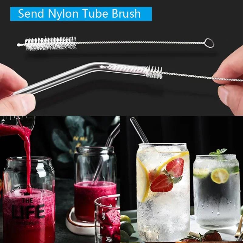 20-1Pcs Eco Friendly Glass Straws Reusable Drinking Metal Straw with Brushes Smoothies Milkshake Cocktails Party Bar Accessory Cup Holders 5