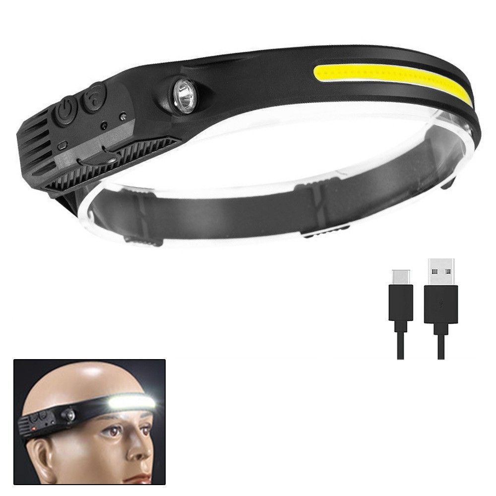 Powerful COB LED Induction Headlamp Built-in Battery USB Rechargeable Head Flashlight Outdoor Camping Fishing Riding Headlight