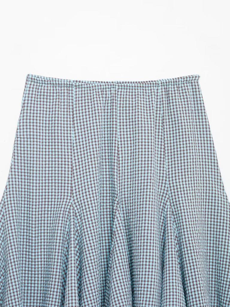 Женская плиссированная юбка-миди в клетку с волнами, европейский и американский стиль, Весна 2026