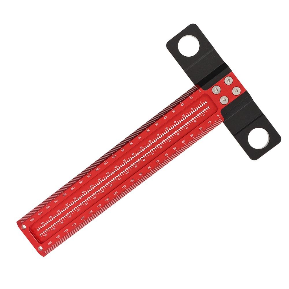 Red Black T Square Clear Scale Precision Measuring Tool Convenient Layout Scriber Tool Woodworking