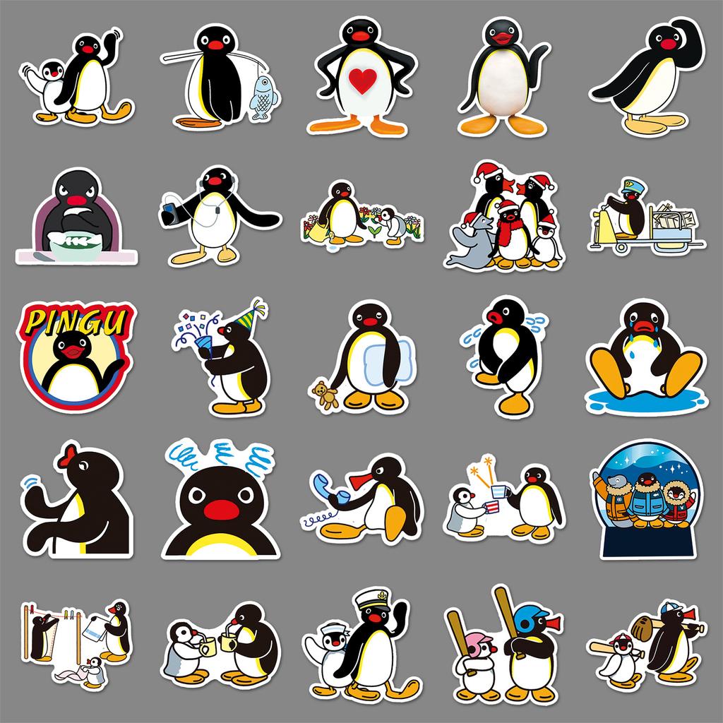 50 картинок Пингу, мультфильм про личность, анимация, милая семья пингвинов, креативные декоративные наклейки для чехла мобильного телефона в стиле Ins