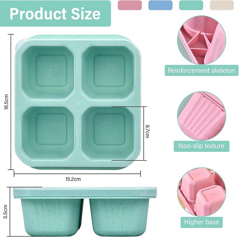 Коробка для закусок с прозрачной крышкой, 4 сетчатые коробки для закусок с отделениями, многоразовые контейнеры для ланча, контейнеры для закусок, контейнеры для хранения продуктов