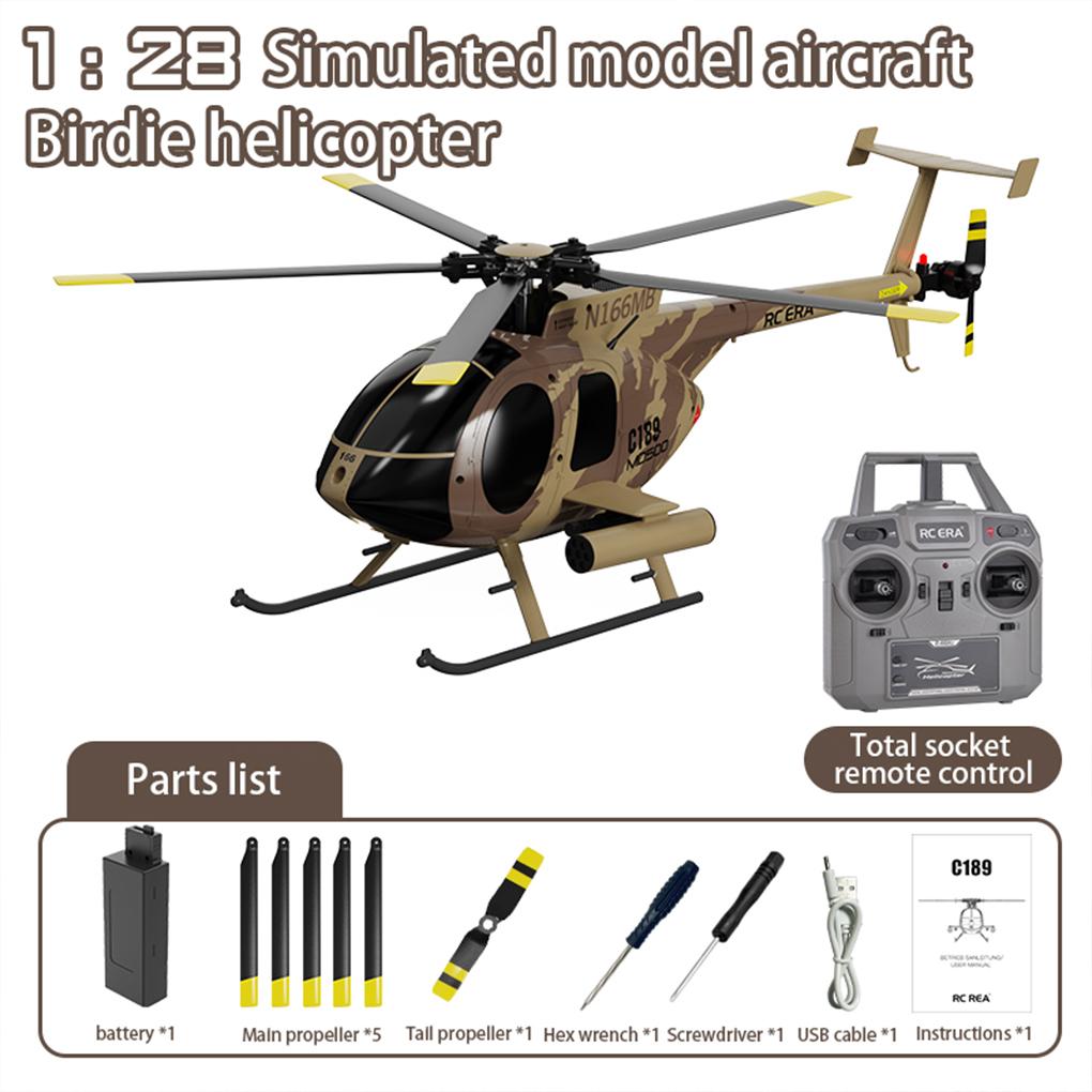 1:28 C189 RC Вертолет MD500 Бесколлекторный двигатель Двухмоторный Модель с дистанционным управлением 6-осевой гироскоп Самолет-симулятор