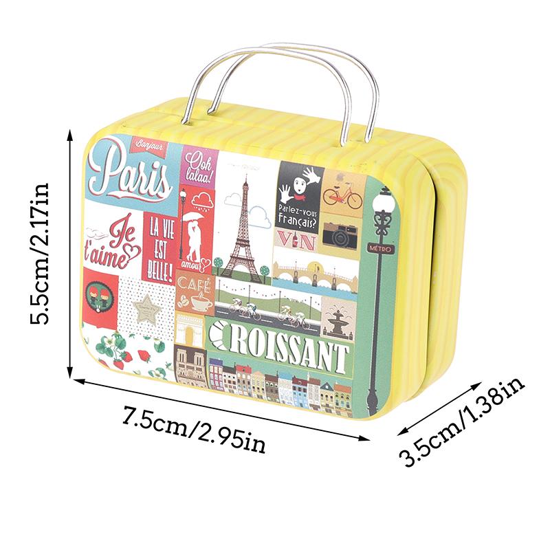 Vintage Mini Suitcase With Handle Candy Metal Storage Box For Wedding Gifts Candy Chocolate Print Travel Portable Container