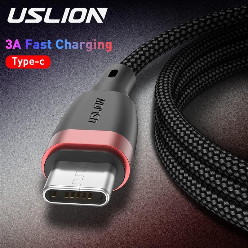 USLION Кабель USB Type C 3A для быстрой зарядки мобильного телефона Samsung Type-C Кабель USB C для зарядки
