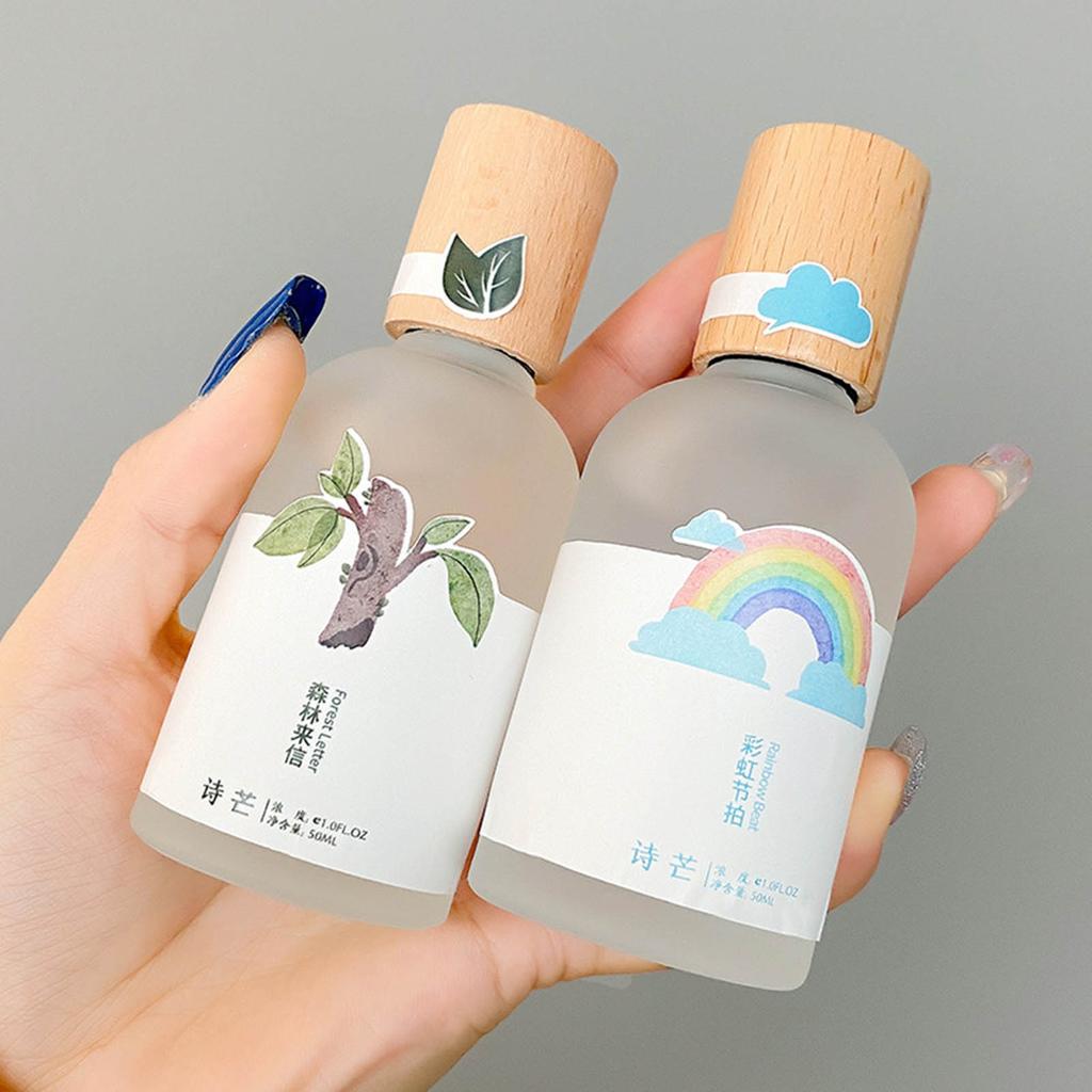 50ml Cute Perfume Beechwood Bottle Cap Frosted Surface Multiple Aromas Fragrant Long Lasting Lady Fragrance for Students