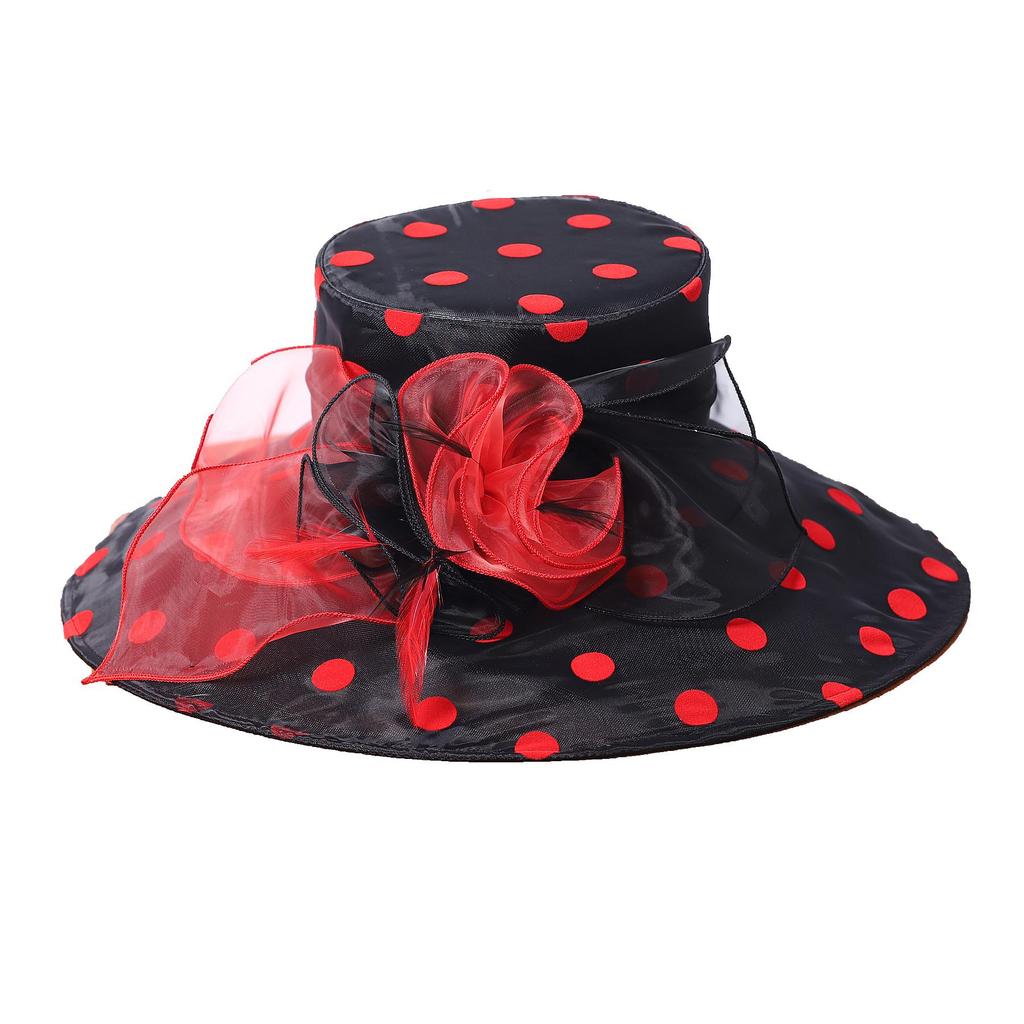 Women Church Hats Wide Brim Sun Derby Hat Organza Fascinators Kentucky Hats for Women Tea Party Wedding Hat