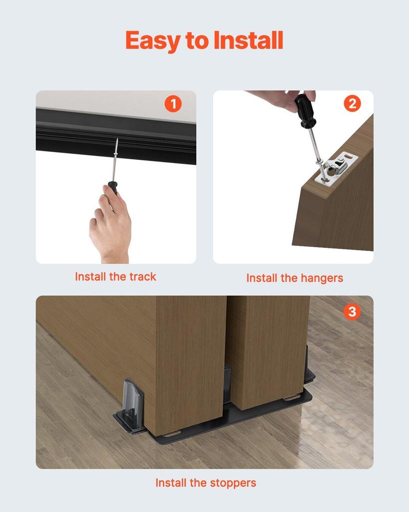 Bypass Door Hardware 8ft Bypass Closet Door Track Kit for 2 Door System