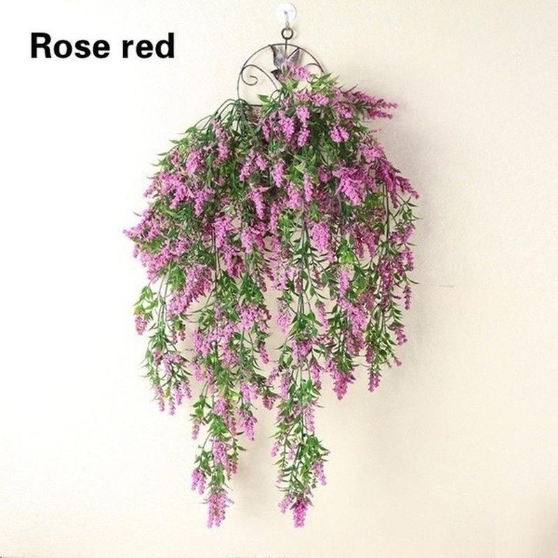 1 Pcs Beautiful Fashion Fake Plant Flowers Wall Artificial Hanging Lavender Vine Flower Rattan Home Garden Decoration
