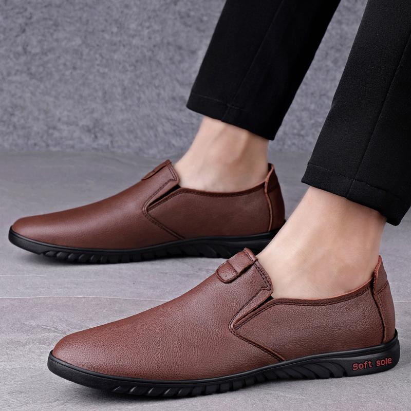 Fashion Fashion Men's Casual Shoes Genuine Leather Men Slip-on Flats Light Comfortable Driving Loafers Moccasins Men Party Wedding Shoes