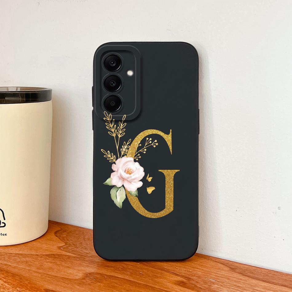 Flower Letters Case For Samsung Galaxy A17 A07 A37 A57 Couple Bumper Soft Liquid Silicone Anti Slip Phone Protective Cover Coque