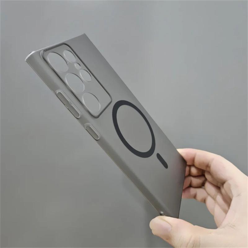 Роскошный полупрозрачный тонкий матовый чехол Magsafe Magnetic Case для Samsung Galaxy S25 S24 S23 S22 Ultra Plus Wireless Charging Matte Cover