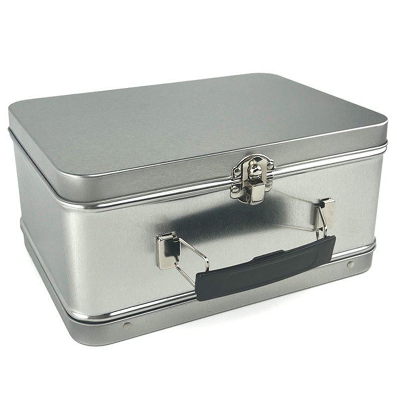 A25F-2X White Handle Tinplate Storage Box Large Capacity Desktop Ganizer Gift Tin Carry Box For Candy Coins Iron Tin Box