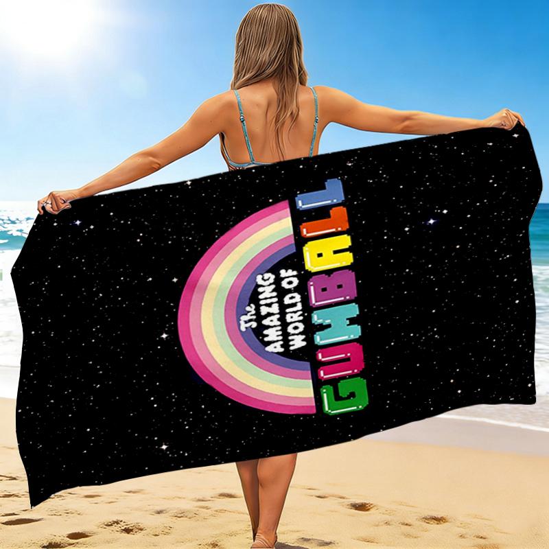 1Pc Gumball'S Cosmic Adventure Beach Towel, Quick Dry, Multi-Use for Beach Pool Gym Yoga Home Travel, Christmas, Halloween, Xmas Gift M929256