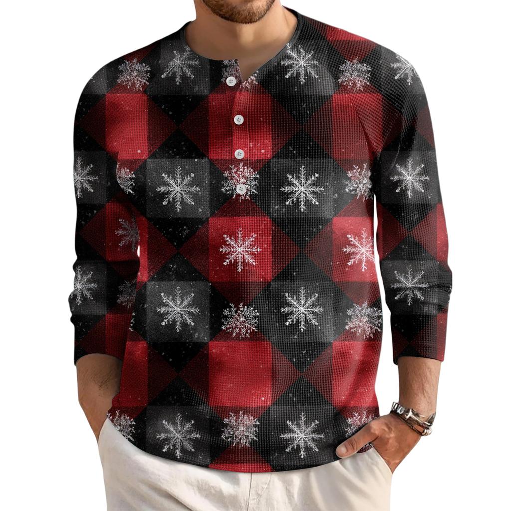 Мужской свободный повседневный топ с длинным рукавом и воротником на пуговицах