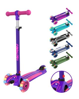 RideVOLO Kick Kids Kick 3 уровня высоты светящиеся светодиоды грузоподъемность подходит для фиолетового самоката, самоката, скейтборда, девочек, трехколесного велосипеда, регулировки, шин,