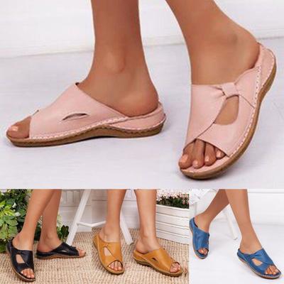 Женские повседневные сандалии и шлепанцы Qedge на каблуке с открытым носком больших размеров