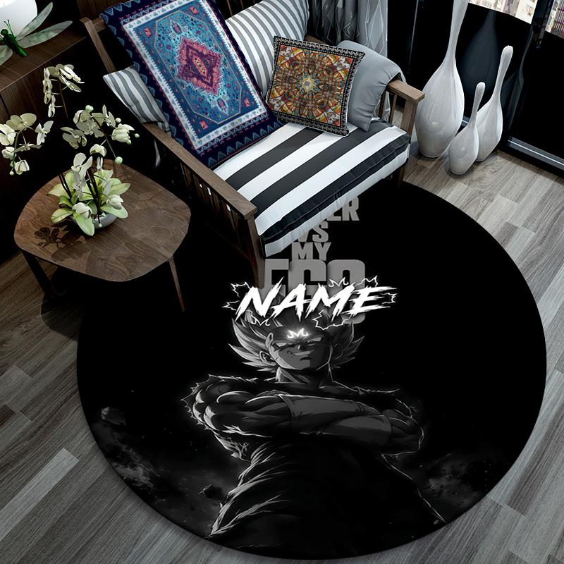 Custom Name,Goku pattern round rug,Carpet Rug for Living Room Bedroom Playroom ,Non-slip Floor Mat,Holiday Gifts and Birthday Gifts.