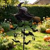 Decorative Wind Spinner Garden Witch Spinner, Halloween Yard Art Metal Outdoor Whimsical Silhouette Stake, Flying for Lawn Patio Pathway Fall