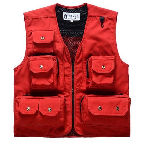Men Fly Fishing Multi Pocket Vest Outdoor Photography Fly Vest Cotton Jacket
